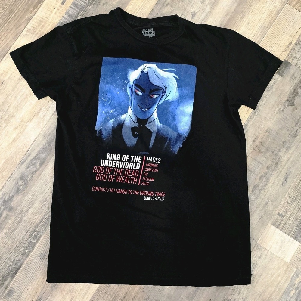 Lore Olympus Hades WEBTOON Women's M Black Graphic T Shirt King Underworld